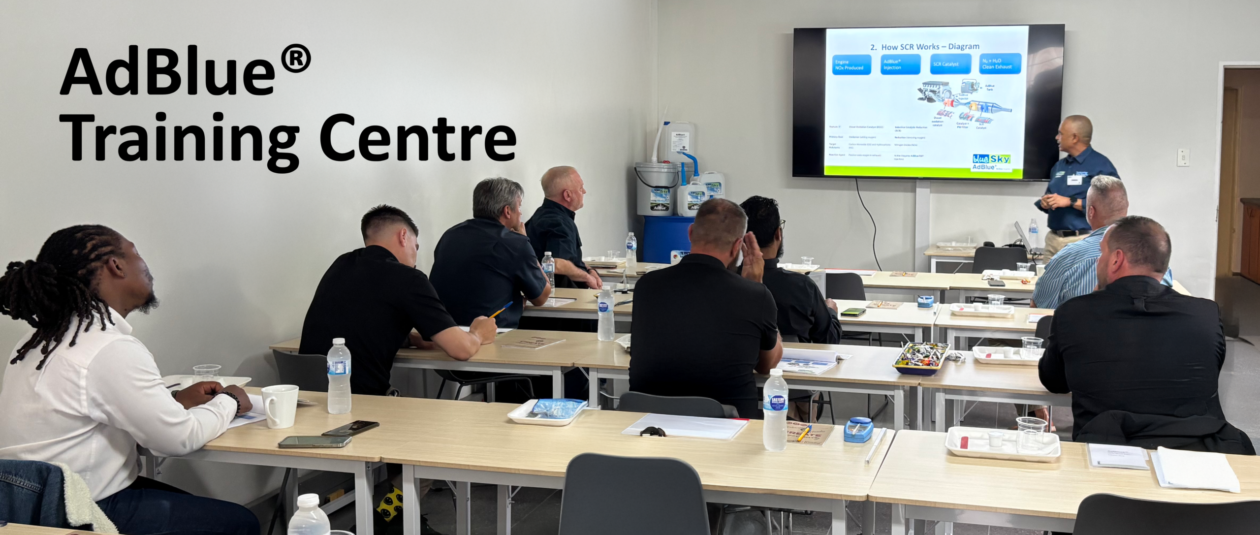 The Blue Sky AdBlue Training Centre provides technical training and industry briefings on AdBlue, SCR emission systems, and South Africa’s transition to Euro 5 vehicle emissions standards under the Clean Fuels 2 programme.